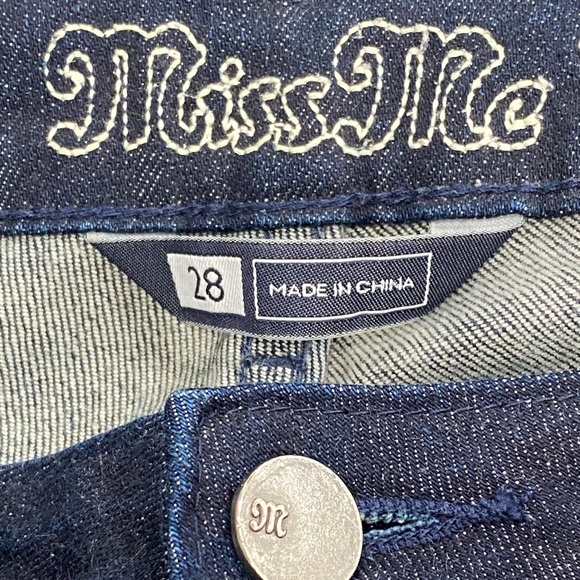 Miss Me Megan Dark Blue Low cut Stretch Denim Bootcut Flap Jeans 28 - Picture 7 of 15
